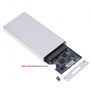Carcasa externa Mini mSATA la USB3.0, Aluminiu, rack extern SSD Enclosure Box adapter
